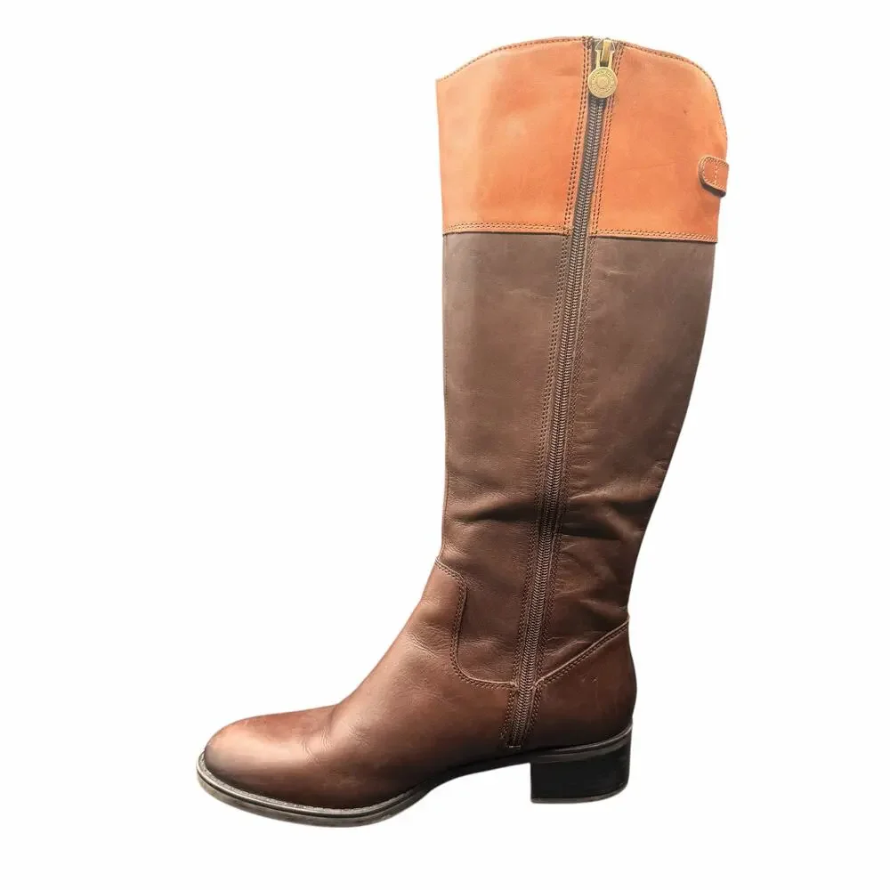 Franco Sarto two tone Brown Leather Tall Riding Boots Women’s 8.5